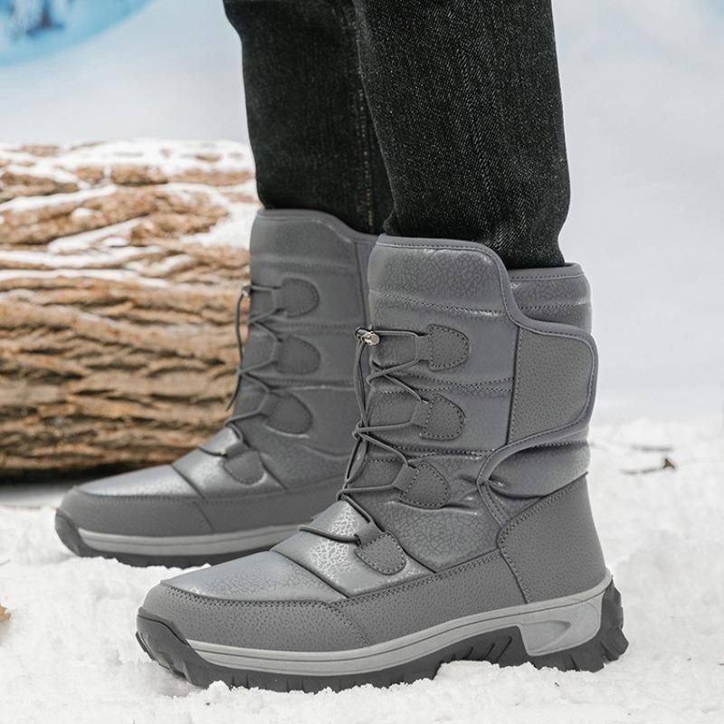 Winter Couple Cotton Shoes Plush Warm Snow Boots Outdoor Non-slip Hiking Boots Waterproof Mid-calf Boot 2025New Winter Men Boots