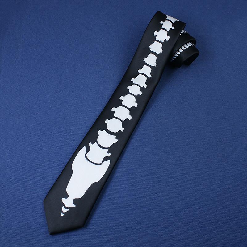 Bond Spectre James Role Play Arrow Shaped Black And White Skeleton Tie Printing