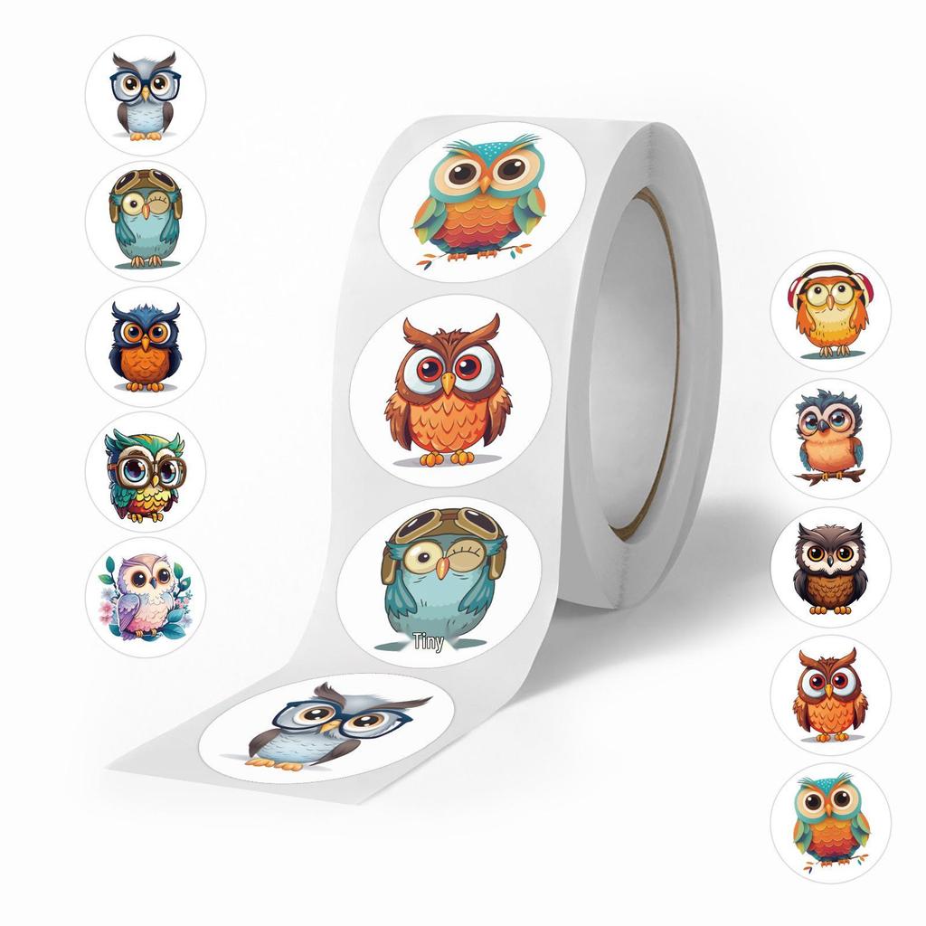 500 Cartoon Owl Swirl Stickers for Journals & DIY Notebooks: Children's Stationery & Sealing Stickers