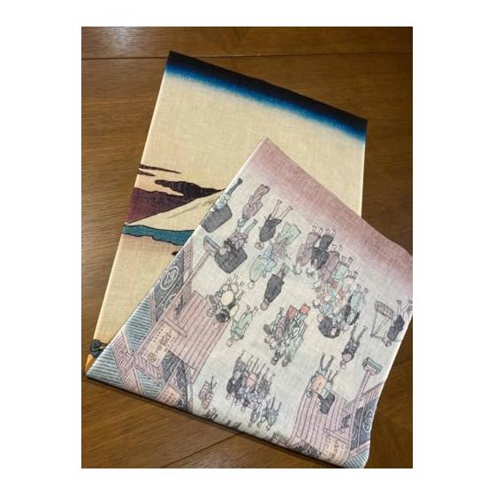 Ukiyo-e Tenugui Towel by Hiroshige Utagawa - Famous Views of Edo: Suruga Butterfly - Premium Tokka Cotton with Reactive Dye Print - Made in Japan