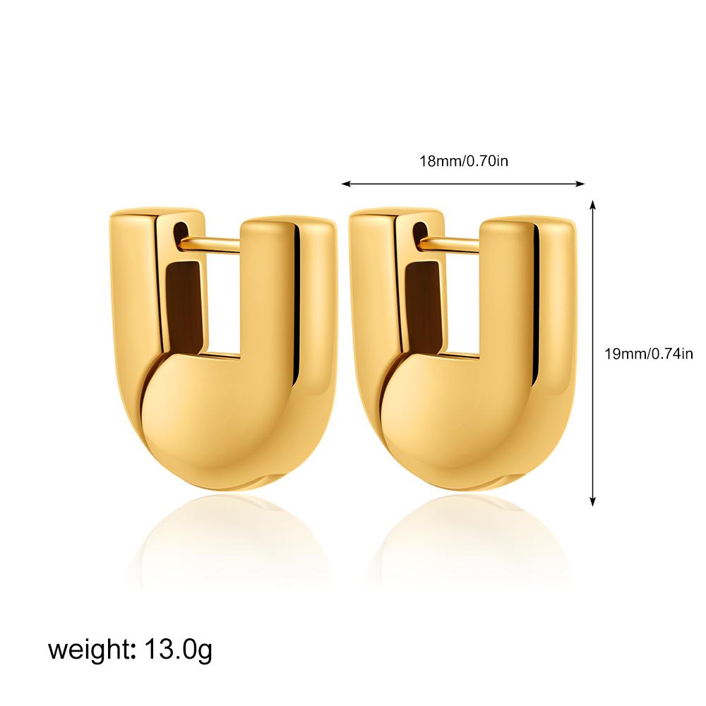 

U Shape Hoop Earrings Polished PVD Waterproof Stainless Steel Chunky Huggie Hoops Ear Buckle Femal Minimalist Punk Zircon Aros