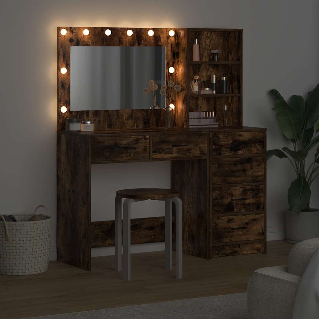 Makeup Table with Shelf Brown 78.5 x 41 x 135 cm Engineered Wood