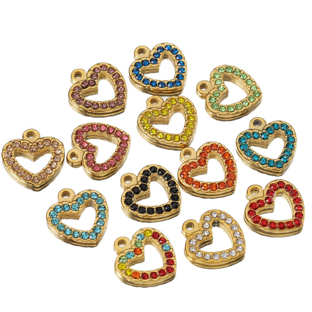 5pcs Mixed Stainless Steel Rhinestone Pendants Colorful Crystal Charms Beads for Necklace Bracelet Jewelry Making Charm DIY
