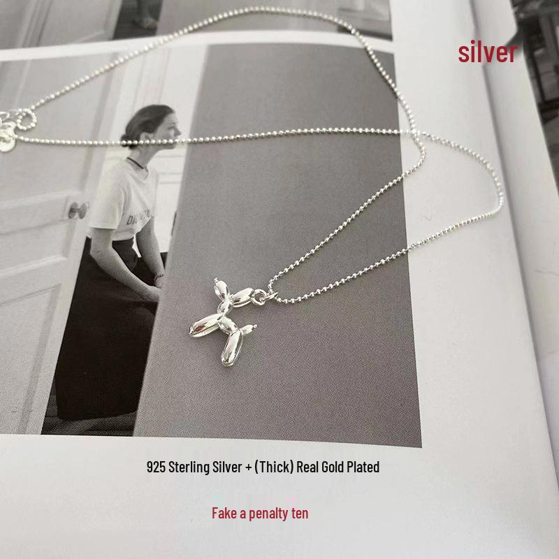 

Подвеска в виде собаки из шариков из стерлингового серебра 925 пробы - Женское ожерелье-чокер на ключицу. 925 Silver