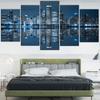 Chicago Downtown At Night Picture Canvas Print Modern City Wall Art 5 Panel Artwork for Office Living Room Wall Decoration