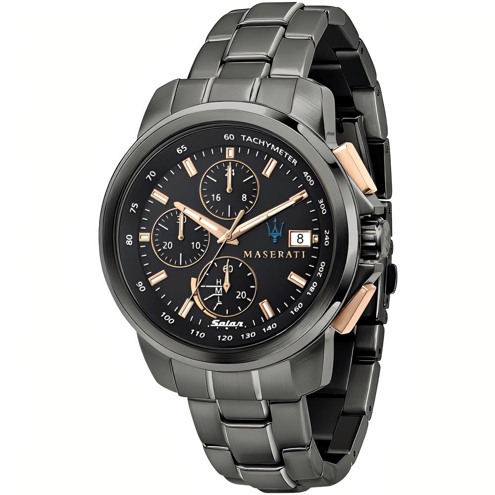 Maserati R8873645001 Successo Chronograaf Zwarte Wijzerplaat Herenhorloge 45mm Grijs