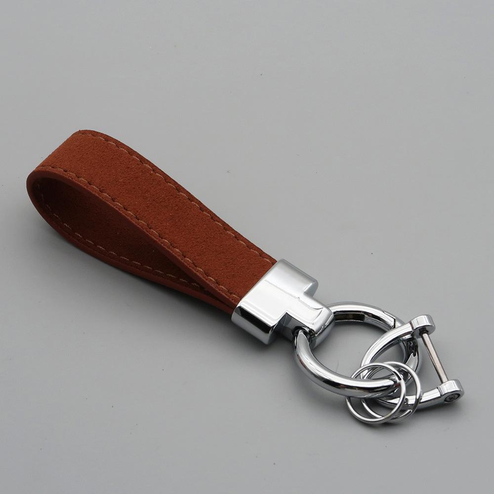 Laser Custom Logo Keyring Box Set Gift Personalized Name Number T Buckle Suede Leather Keychain Bag Car Key Chain Men’s Women‘s