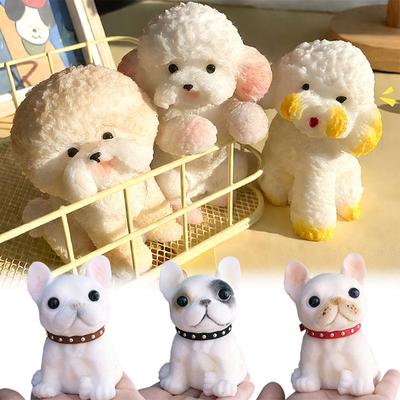 Stress Relief Dog Squeeze Toy Realistic TPR Fidget Toy for Anxiety Soft Sensory Toy for Kids Teens Adults Mochi Squishy