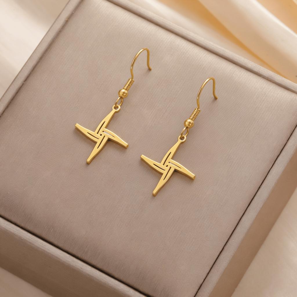 St. Brigid's Cross Earrings for Women Goddess Brigid Earrings Stainless Steel Irish Cross Jewelry for Imbolc St. Brigid's Day