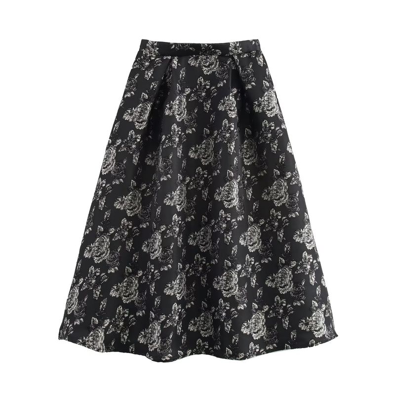 Kaslead New Arrival Women's Fashion Style Stylish Simple and Versatile Jacquard Texture Skirt
