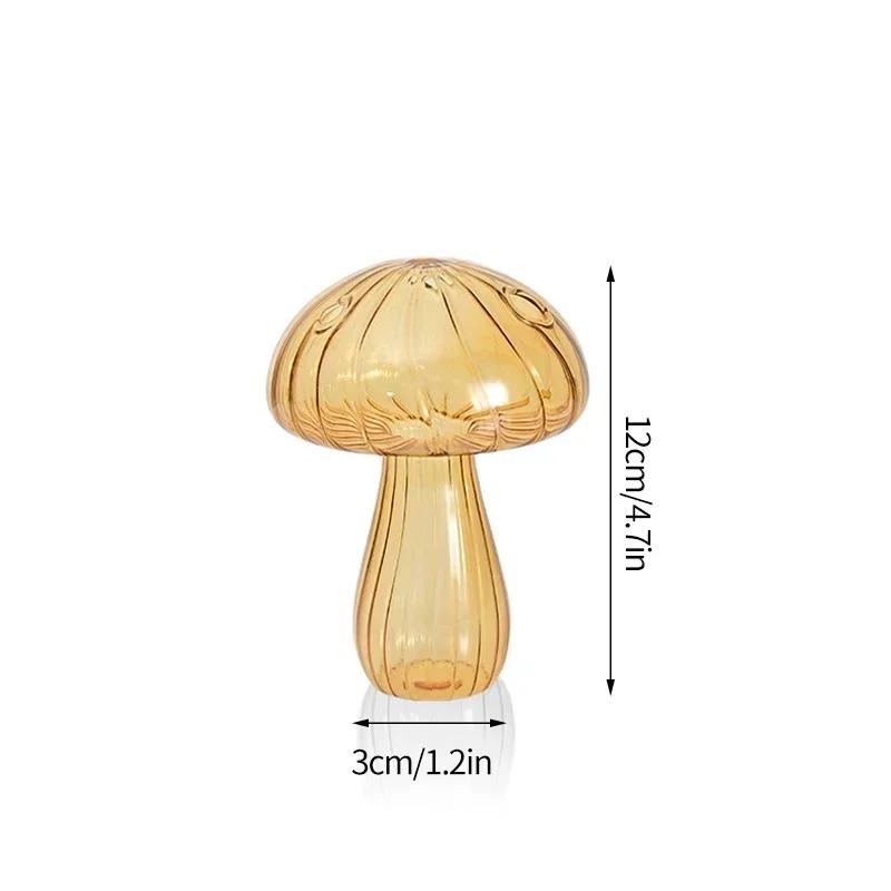 Transparent Mushroom Glass Vase Hydroponic Flower Pot Creative Desk Decorative Vase Aromatherapy Bottle Home Office Decorations
