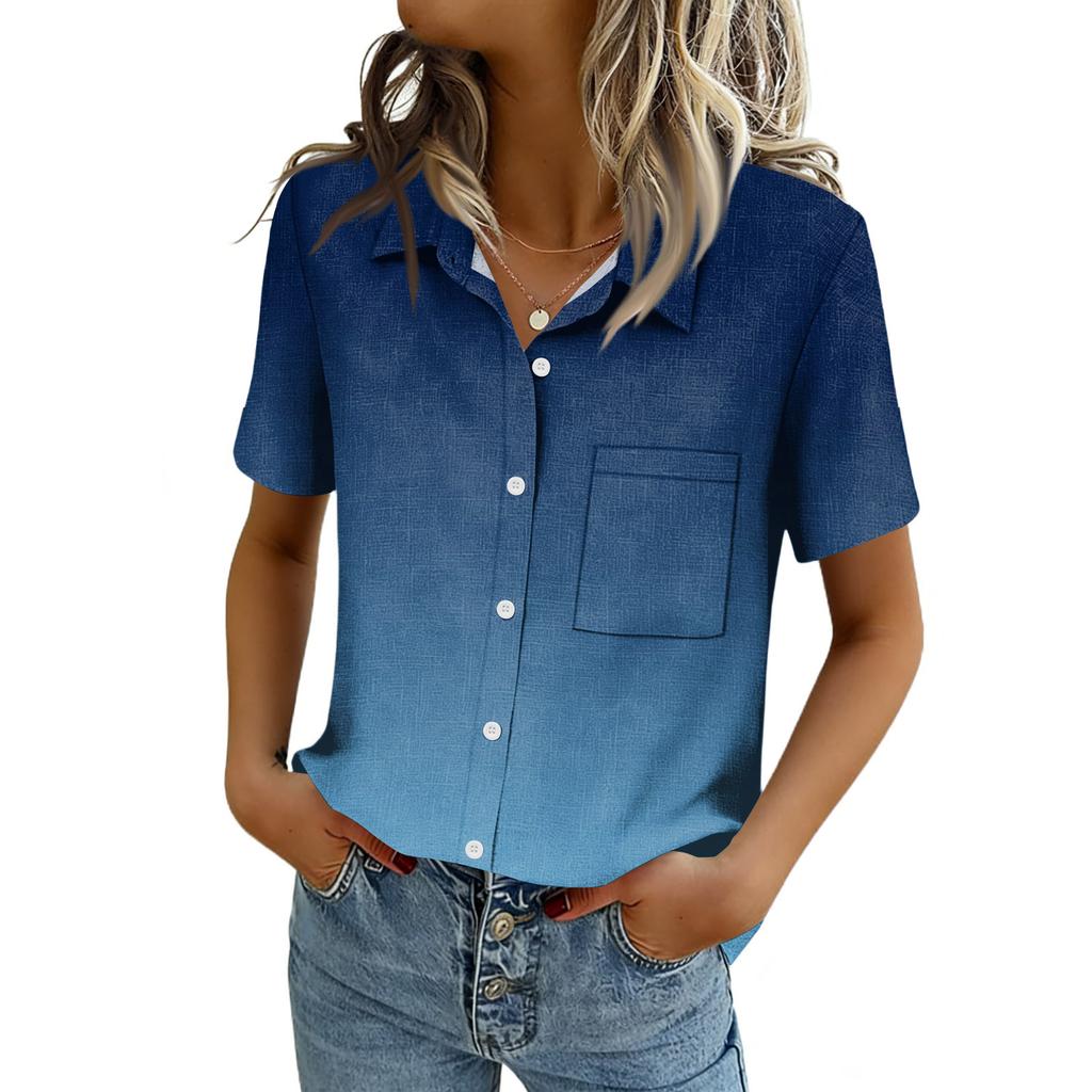 Chemisiers pour femmes à manches courtes boutonnés Chemises Business Casual Élégants Hauts de travail Vêtements d'été et de printemps