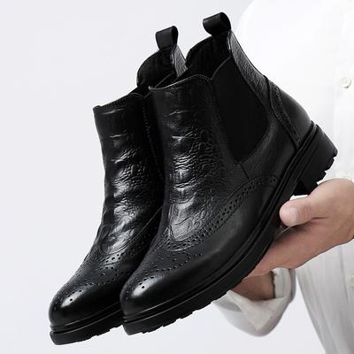 Newest Pointed Boots Shoes Men Classic Fashion Carved Design Chelsea Boots Genuine Leather England Trend Luxury Ankle Boots Size 47