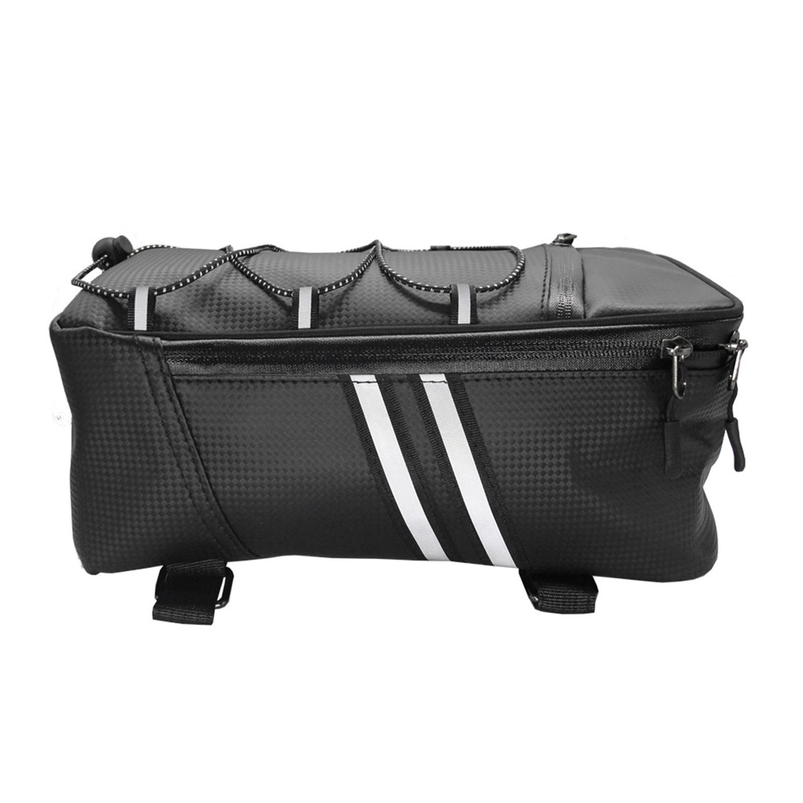 

Water proof Pu Leather Bike Rack Bag, Large Capacity Reflective Storage Bag for Night Cycling with Rainproof Cover, Suitable for Men and Women