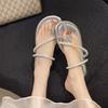 Flat-bottomed French Set-toed Small Cool Slippers Fairy Shoes 2025 New Summer Soft-soled with Skirt Rhinestone Sandals