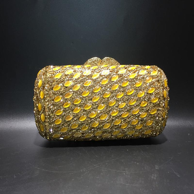Factory Wholesales Yellow Opal and Crystal Rhinestone Clutch Evening Bag Diamond Clutch Purse золотой