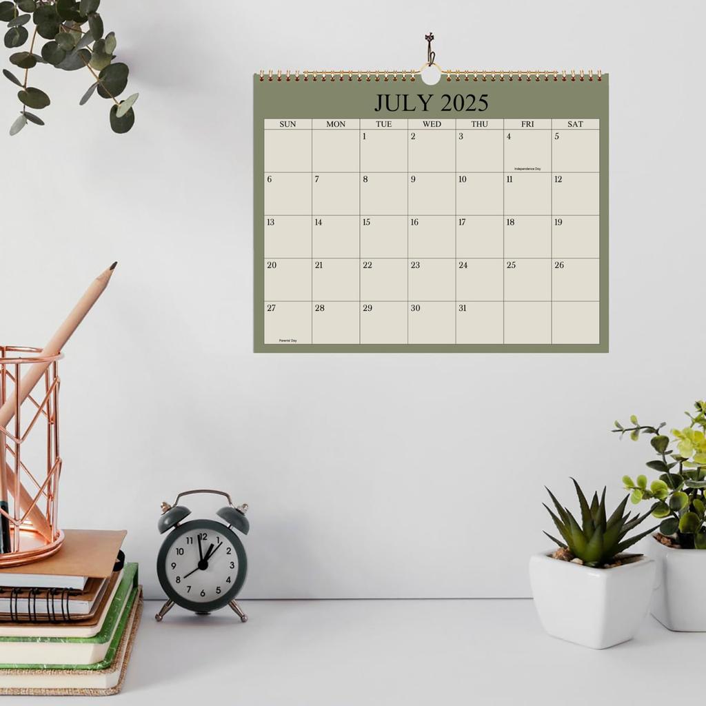 Calendar 2025,  Color Calendar 12 Months, Double Coil Spiral Binding Monthly Planning Calendar