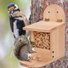 Removal Cover Easy Installation Large Capacity Food Container Wooden Squirrel Bird Food Feeder Pet Supplies