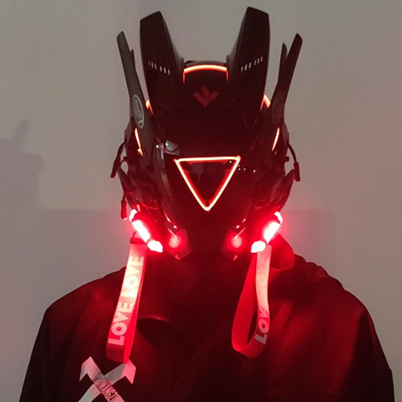 CyberPunk Masks M-Clasp Night City LED Festival White Armoured Cosplay Stage Property SCI-FI Halloween Party Gifts For Adults