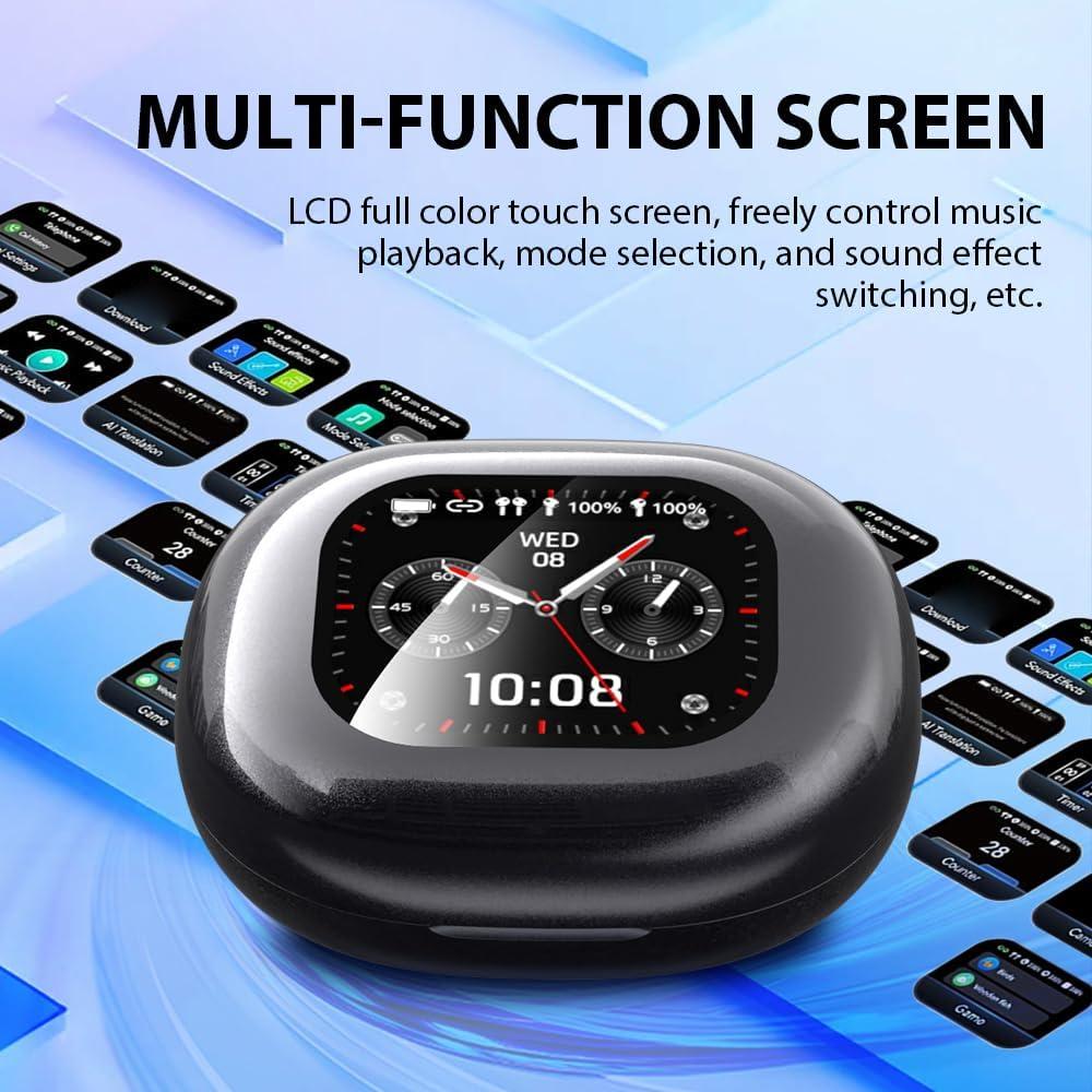 AI Language Translation Earbuds Real Time LCD Touch Screen Open Ear Wireless Headphone with 144 Language for Business