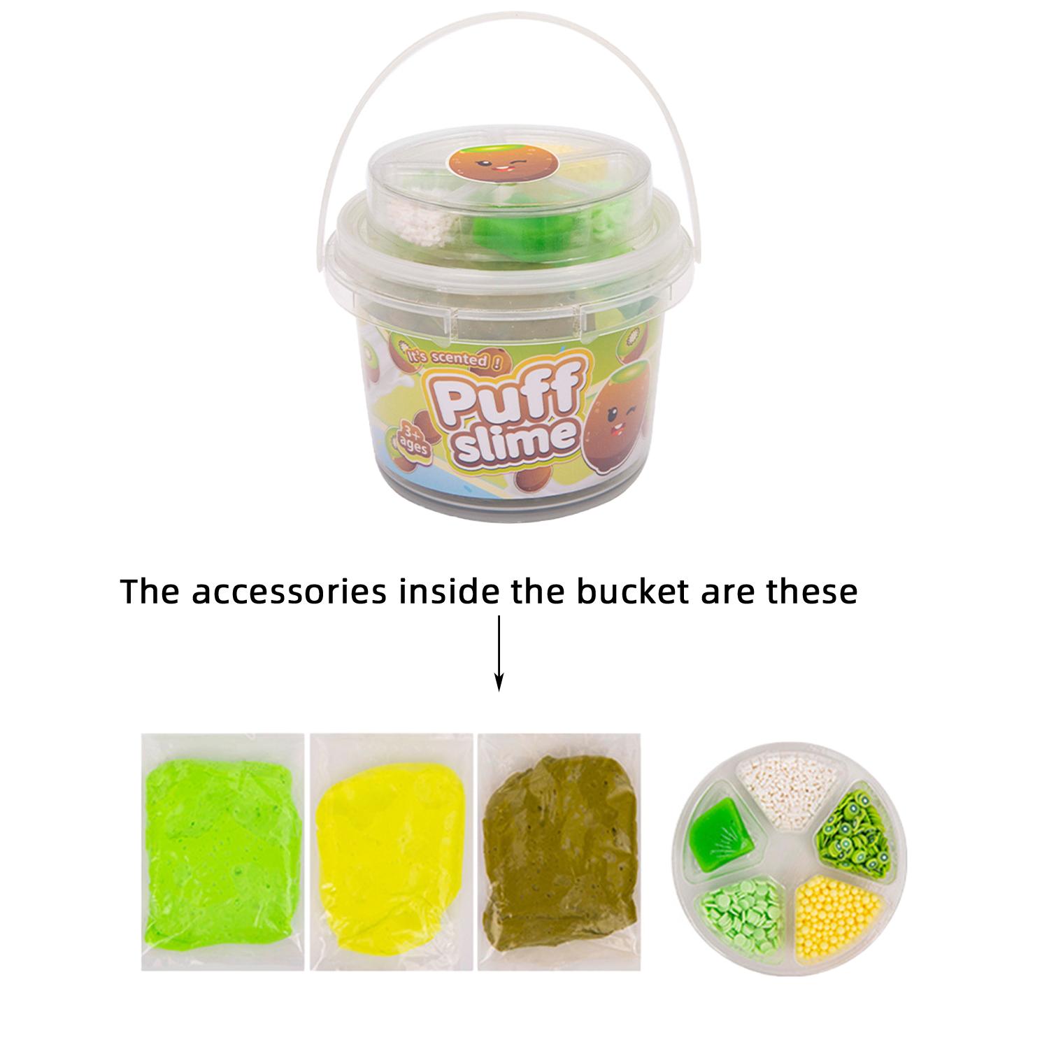 

DIY Creative Slime Fruit Series, Puff Gum, портативное ведро для переноски, кристальная грязь, мягкая и гладкая рука на ощупь