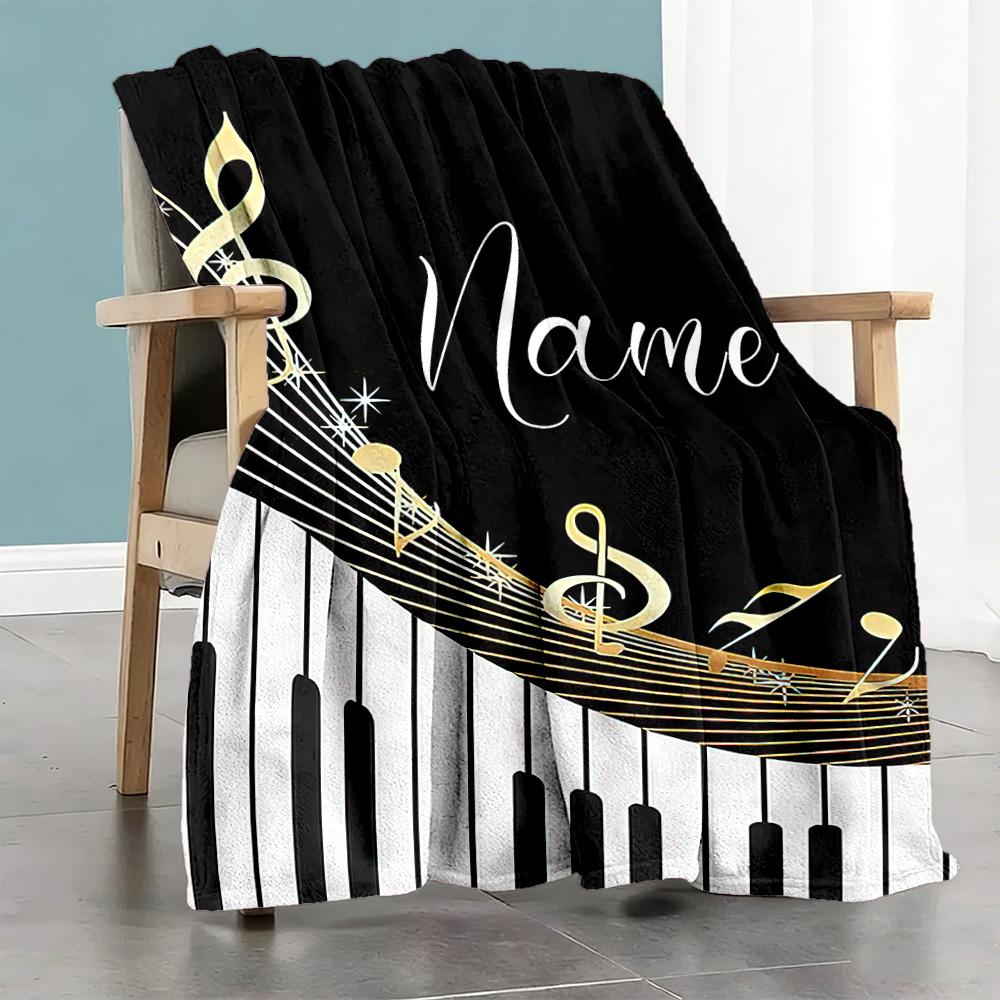 Piano Keys Personalized Text Blanket Multi-purpose Customizable Blanket Comfortable Versatile for Livingroom Sofa Living Room Office