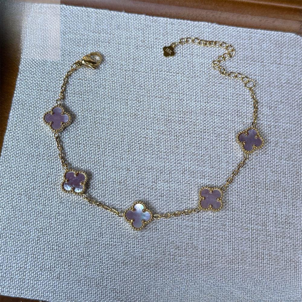 10mm Titanium Steel Non-fading Four-leaf Clover Bracelet Light Luxury Fashion All-match Five-color Bracelet