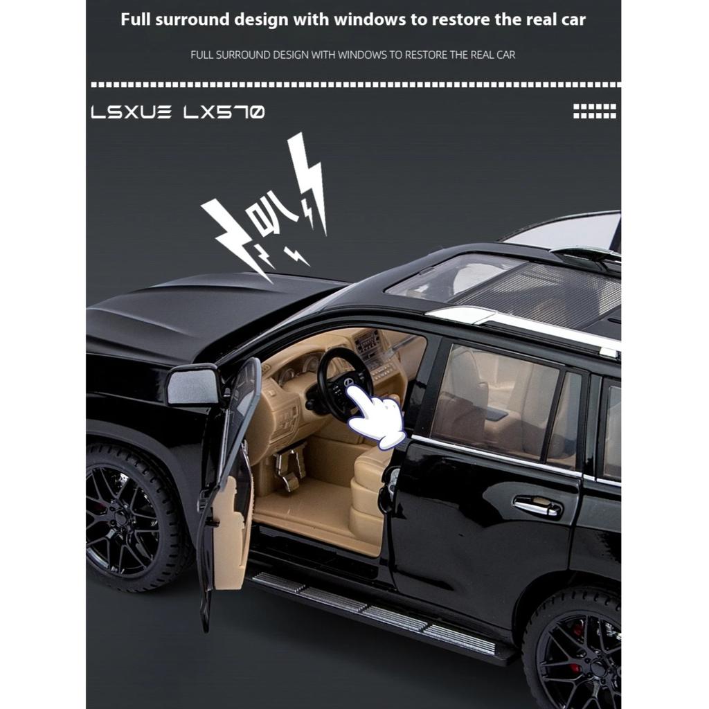 1/18 Scale Large Lexus LX570 Off-road SUV Metal Alloy Diecast Car Model Vehicle Sound & Light Collection of Fine Gift for Hobbies Boys