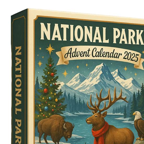 2025 Národní parky Adventní kalendář 24 dní Vánoční odpočítávací kalendář s 24 krajinami