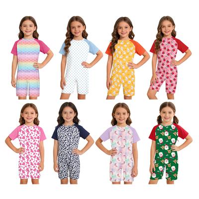 Tuta Carina Stampata Adattiva per Bambini con Bisogni Speciali Girocollo Manica Corta Anti-Strisce Romper