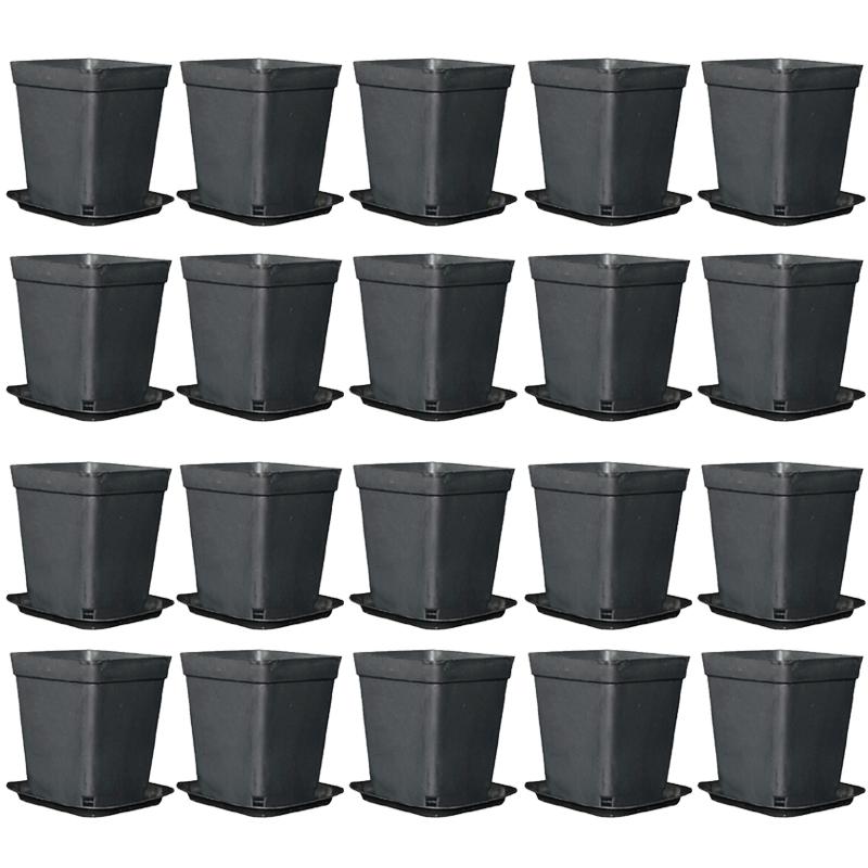 20 Stück/Set Süßigkeitenfarbe 7cm Quadratischer Mini-Blumentopf mit Untertasse Büro Schreibtisch Pflanzenzuchtbehälter Sukkulententopf Garten Baumschulen ZYF