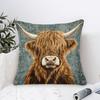 Vikama Elegant Highland Cow Portrait Pillowcase Hand Washable Perfect For Decorating Sofas, Bedrooms, And Offices