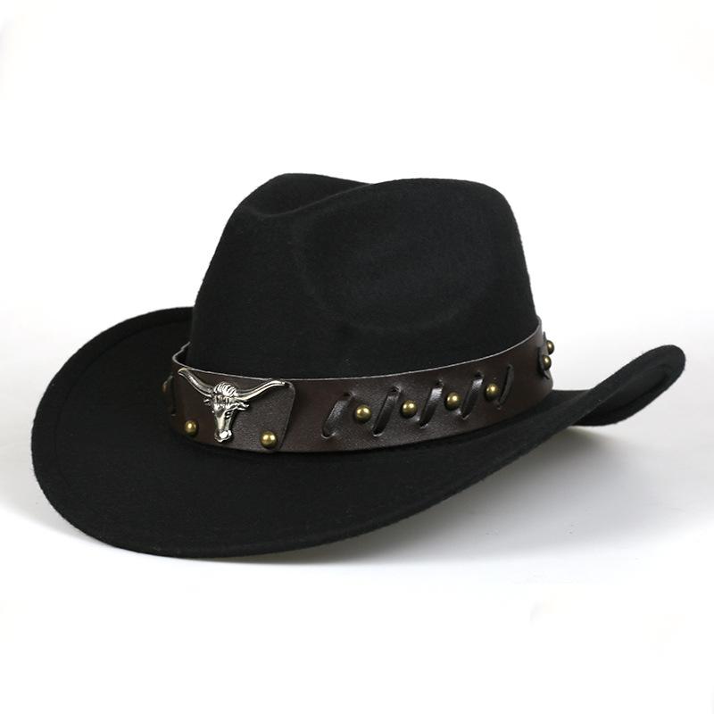 Cowboy hat retro jazz hat western cowboy woolen top hat felt hat retro imitation sheep hat cowboy hat
