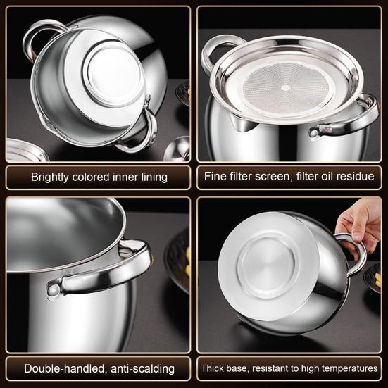 Stainless Steel Grease Container with Lid Airtight Oil Jar with Filter And Spoon Large Capacity Lard Strainer Tank for Kitchen