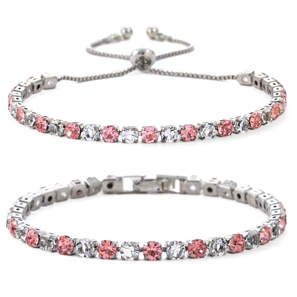 Hot-selling fashion 1mm intercolor zircon bracelet in Europe and America, high-end light luxury tennis bracelet, female spot