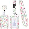 Students Bus Card Case Lanyard Child Visit Door Identity Badge Cards Cover Case Ladies Girls Flower ID Credit Bank Card Holder