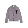 AMIPARIS FW22 Heart Jacquard V-Neck Long Sleeve Wool Sweater Unisex Sweater Gray UKC002-018057