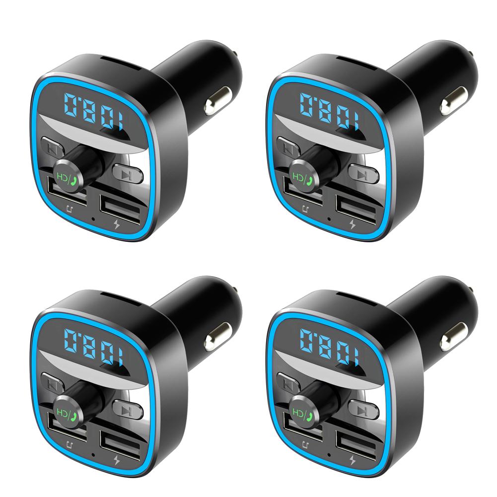 Texture Classique Portable Voiture Compatible Bluetooth 5.0 Modulateur FM Émetteur Pratique Chargeur Multifonctionnel MP3