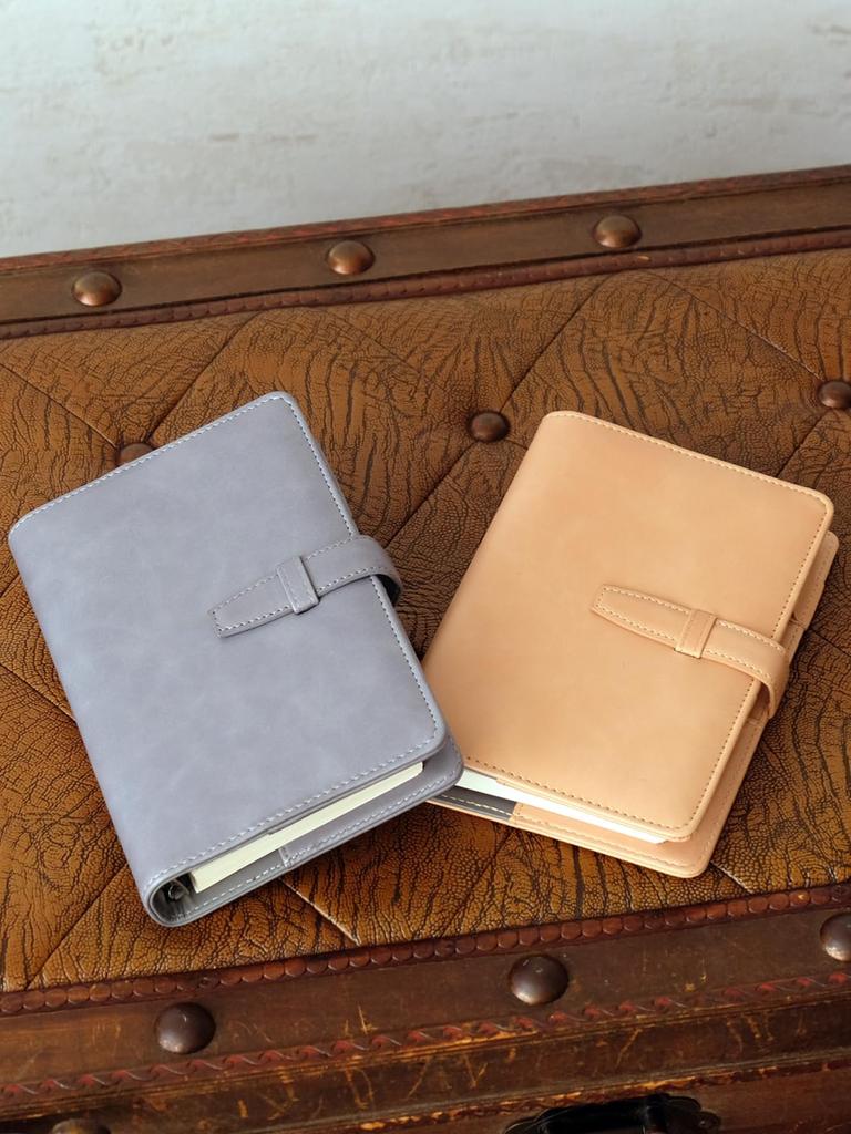 Stylish System Memo Schedule Planner Business Planner V.for.M 6-hole Planner, Notebook, Ring, Pad, Book, Cover, (Bible Size, Navy)