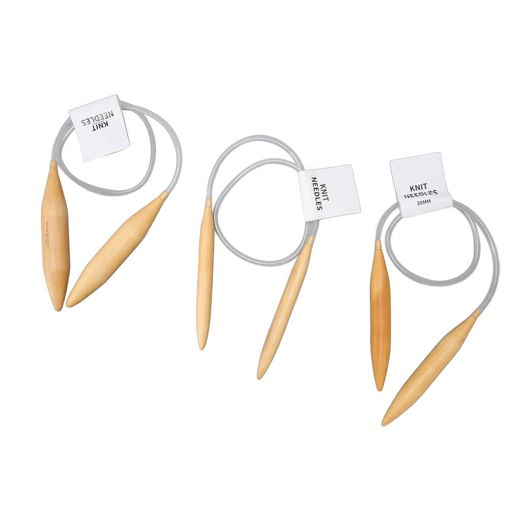 Dřevěné kruhové pletací jehlice 31,5 palce dlouhé, různé velikosti, sada silných bambusových kruhových jehlic, koberec