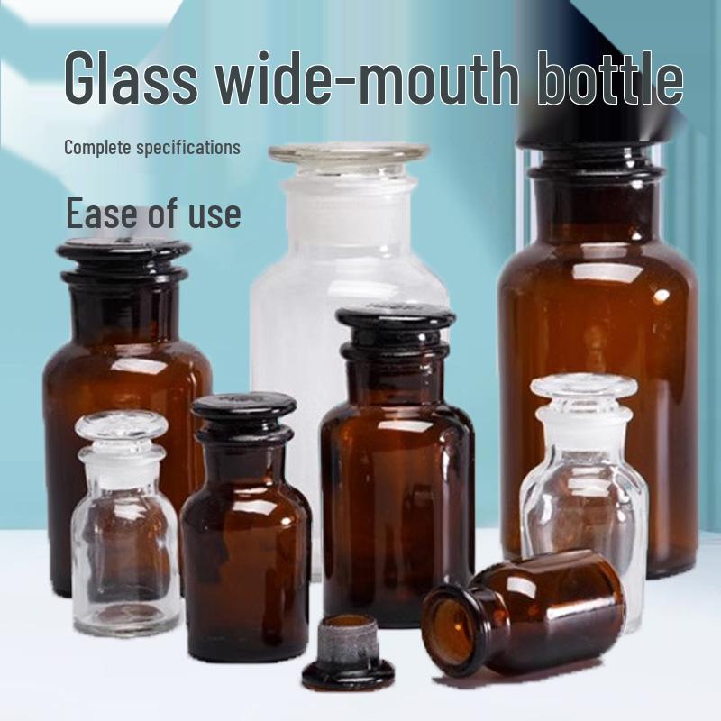 Frosted Wide-Mouth Transparent Reagent Bottle - Thickened Glass for Chemicals, Alcohol, or Tea Transparent Glass Bottle 30ml