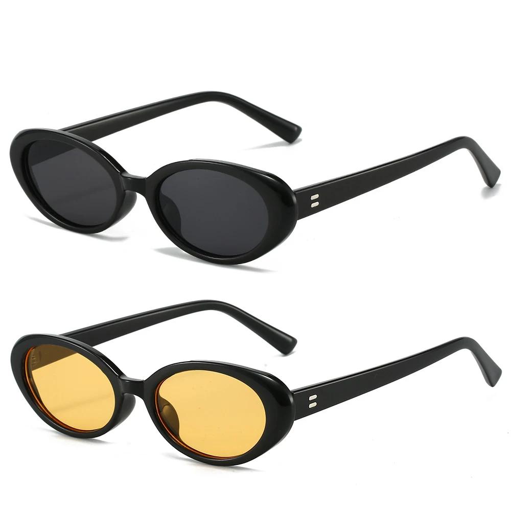 Retro Oval Sunglasses for Women Men Fashion Small Oval Sunglasses 90s Vintage Shades 2 Pieces a Lot