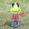 Solar Frog Statue Garden Frog Sculpture with Telescope Outdoor Frog Statue
