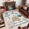 Mermaid Theme Crystal Velvet Floor Rug Personalized Custom Name Text Warm Carpet Home Decoration