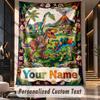 Dinosaur (64) Theme Custom Tapestry Personalized Custom Name Text Wall Hanging Tapestry Home Decor Background Cloth