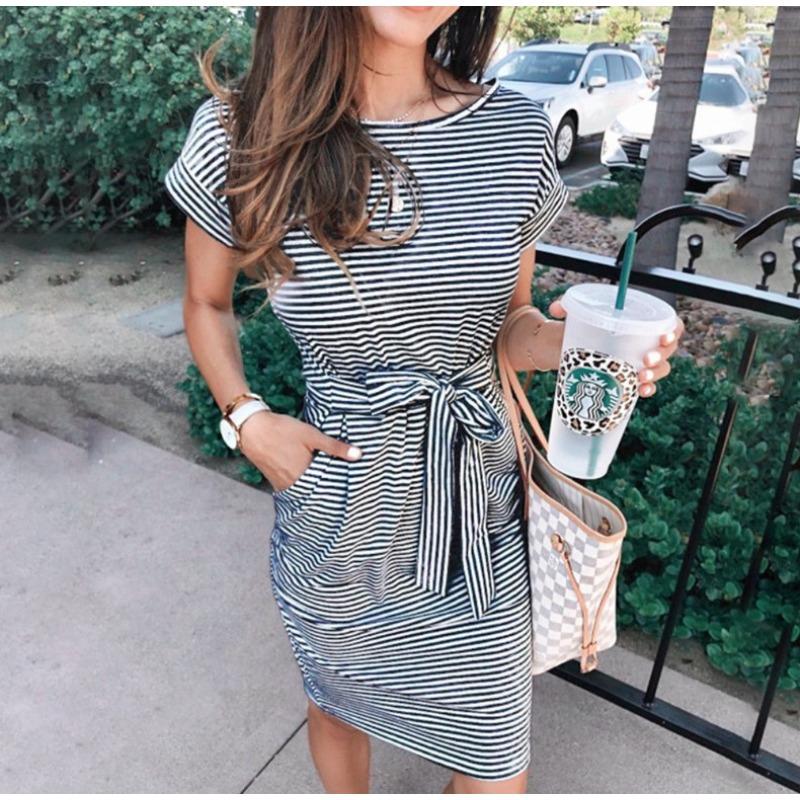 JPNTKY Fashion Summer Spring Short Sleeve V-Neck Casual Dresses Unique Design