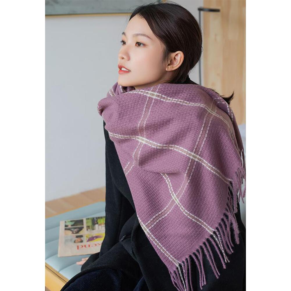 Autumn Winter Unisex Shawl Imitation Cashmere Warm Sweet Plaid Tassel Scarf Cape