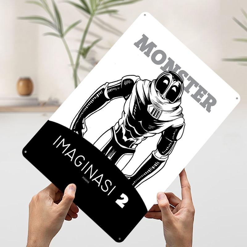

Monster Imaginasi 2 Metal Poster Customized Wall Art Retro Vintage Tinplate Signs for Mancave Decoration Room Home Decorations 7.9x11.8In(20x30cm)