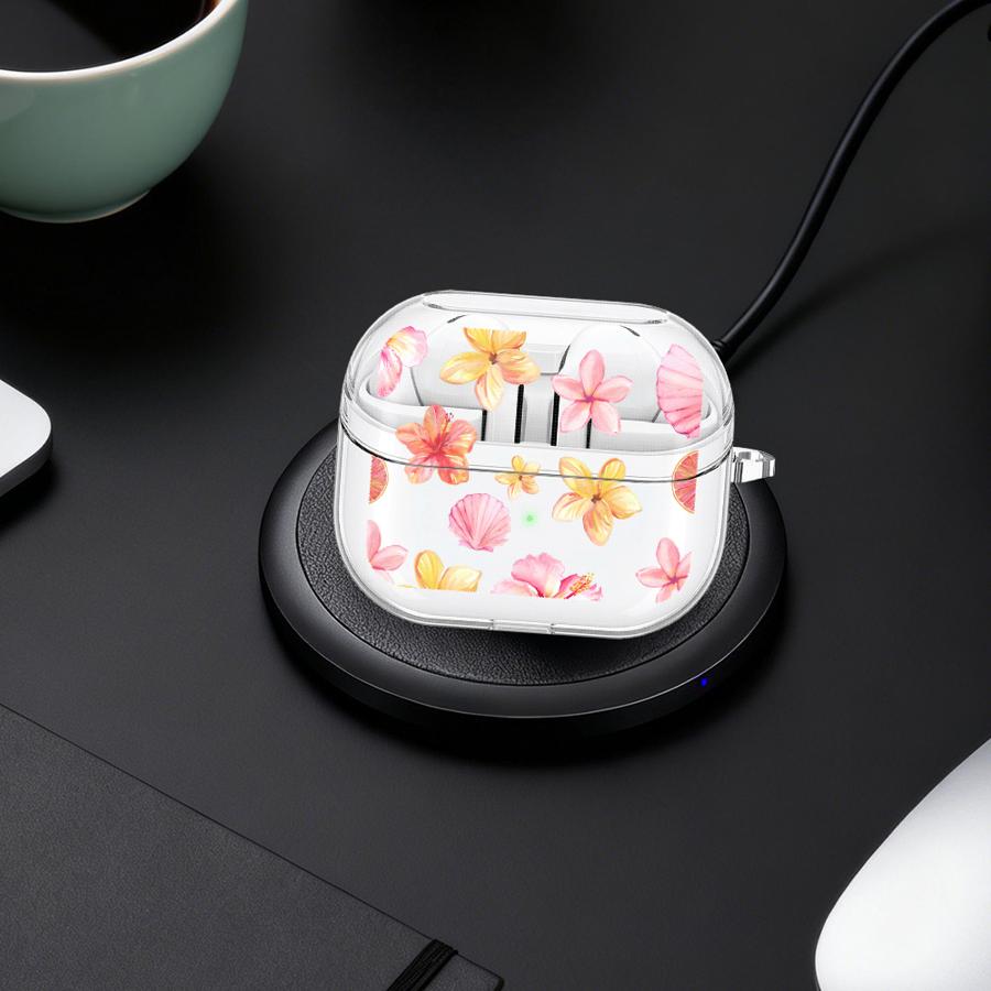 Glamorous Floral Pattern Case For Samsung Galaxy Buds 3 FE 4 Pro 2 Live 2Pro 4Pro 3Pro Clear Earphone Cases Cover With Hook