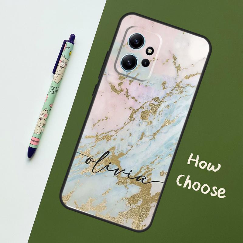 Personalised Marble Initials Name Case For Xiaomi Redmi Note 12 11 10 8 9 Pro 9S 10S 11S 12S Cover For Redmi 12 9C 10C 12C